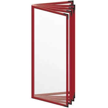 H. Risch, Inc. TE-10V Deluxe Sewn 4 1/4" x 11" Red 10 View Vinyl Menu Cover with Black Smooth Corners and Matte Finish