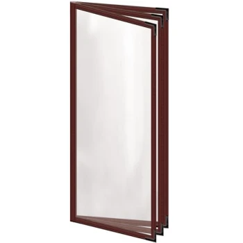 H. Risch, Inc. TETB Deluxe Sewn 4 1/4" x 11" Maroon 6 View Vinyl Menu Cover with Black Smooth Corners and Gloss Finish