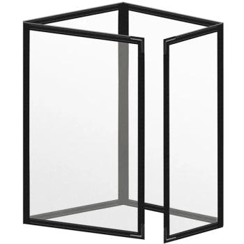 H. Risch, Inc. TETQ Deluxe Sewn 5 1/2" x 8 1/2" Black 8 View Foldout Vinyl Menu Cover with Black Smooth Corners and Matte Finish