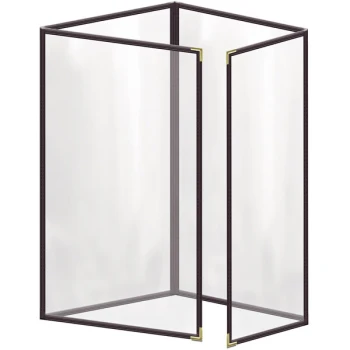 H. Risch, Inc. TETQ Deluxe Sewn 8 1/2" x 14" Brown 8 View Foldout Vinyl Menu Cover with Gold Smooth Corners and Gloss Finish