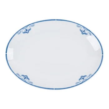 RAK Porcelain Provence 10 1/4" x 7 1/2" Blue Oval Coupe Porcelain Platter - 12/Case