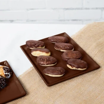 TableCraft CW2104BR 8 1/2" x 6 3/4" x 3/8" Brown Cast Aluminum Rectangular Cooling Platter