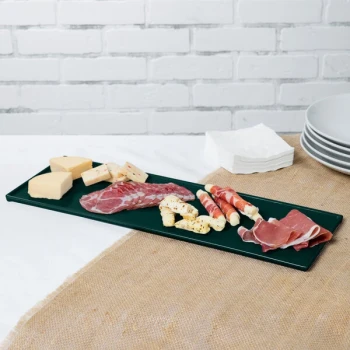 TableCraft CW2107HGN 19 1/2" x 6 7/8" x 3/8" Hunter Green Cast Aluminum Rectangular Cooling Platter