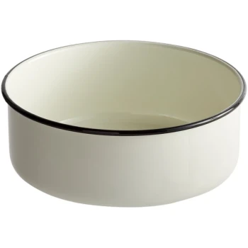 TableCraft 80017 Enamelware 4.25 Qt. Black and Cream White Rolled Rim Round Bowl
