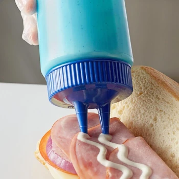 Vollrath 2324C-44 Traex® Color-Mate™ 24 oz. Blue Twin Tip™ Wide Mouth Squeeze Bottle