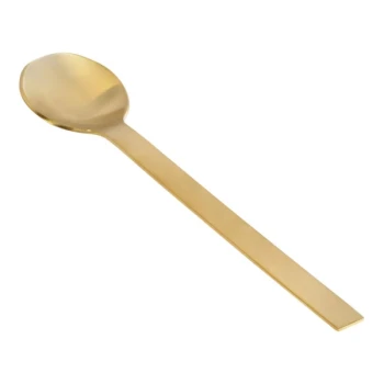 Front of the House Harmony Colored 6 1/2" 18/10 Stainless Steel Extra Heavy Weight Matte Brass Demitasse Spoon - 12/Case