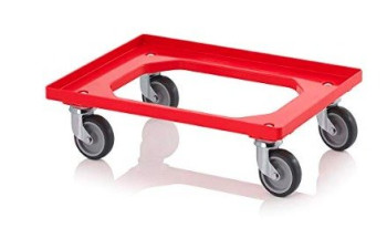 Plastic RED  Dolly Trolley for Pizza Dough Boxes 250 Kg	60 x 40 x 17 Cm