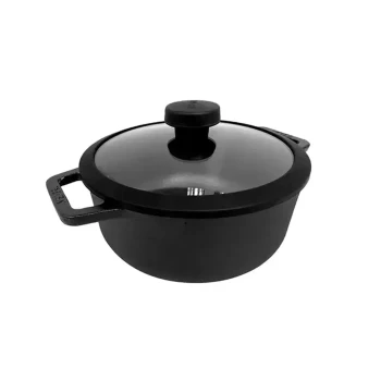 Mayer, Cast Iron Cookware, Sauteuse, 2.8 L Capacity, Glass Lid, Pre-Seasoned