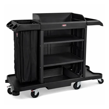 Rubbermaid, Housekeeping Cart, 2 Shelves, 4 Wheels, 62.4 Inch Length