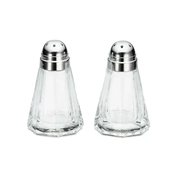 Tablecraft, Salt & Pepper Shaker, Glass Body, Chrome Top, 2-Piece Set