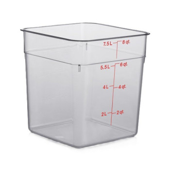 CAMBRO-8 Qt. Clear Square Polycarbonate Container - 21.5 x 21.5 x 23 cm