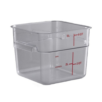 CAMBRO-6 Qt. Clear Square Polycarbonate Container - 21.5 x 21.5 x 18.5 cm