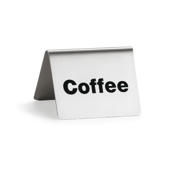 Tablecraft, Coffee Sign, Stainless Steel, Tent Style, 6 cm Length