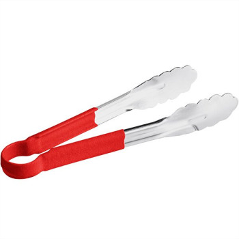 Stainless Steel Color Handle Tong - 9 Inch - 24 Cm - Red