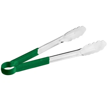 Stainless Steel Color Handle Tong - 9 Inch - 24 Cm - Green