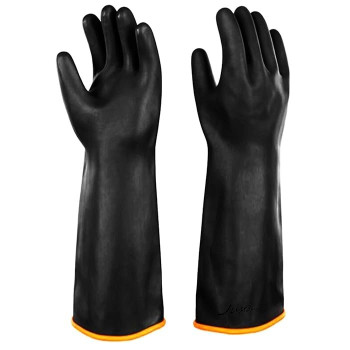 Heavy-Duty Chemical Rubber Gloves Pair - Black
