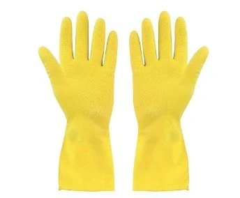 Rubber Hand Gloves, Embossed Grip - S - Yellow