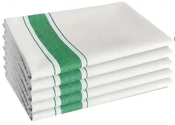 100% Cotton Glass Wiping Cloth - 52 x 75 Cm White / Green