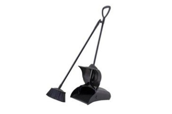Lobby Dust Pan With Broom Set - Black