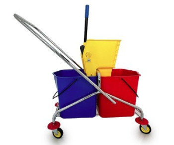 Double Mop Bucket Trolley - Blue &amp; Red - 50 Ltr