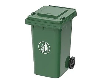 Plastic Garbage Bin - Center Pedal with Wheel - 240 Ltr - Green