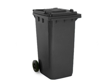 Plastic Garbage Bin - Center Pedal with Wheel - 240 Ltr - Black