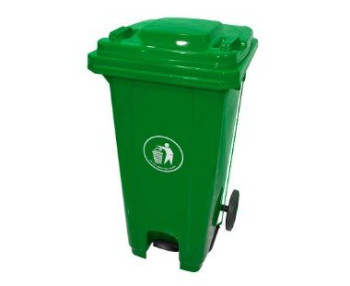 Plastic Garbage Bin - Center Pedal with Wheel - 120 Ltr - Green