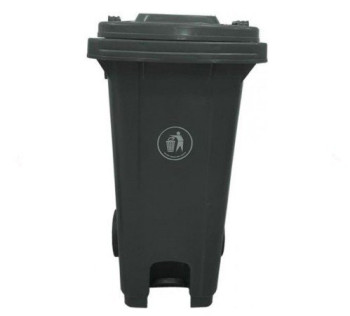 Plastic Garbage Bin - Center Pedal with Wheel - 120 Ltr - Black