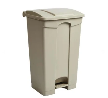 Plastic Garbage Bin - Center Pedal - 87 Ltr - Beige