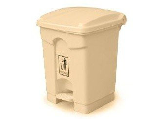 Plastic Garbage Bin - Center Pedal - 45 Ltr - Beige