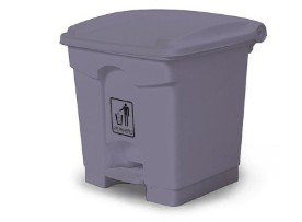 Plastic Garbage Bin with Center Pedal - 30 Ltr - Gray