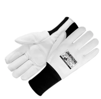 Freezer Gloves White Leather - Knit Wrist Leather -