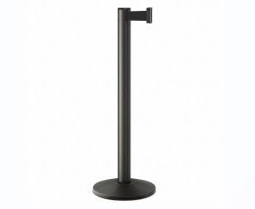 Queue Control Pole - Black - Inbuilt Retractable Belt - 2 Mtr - Black
