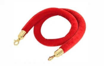 Velvet Rope with - Golden Hook - 1.5 Mtr - Red