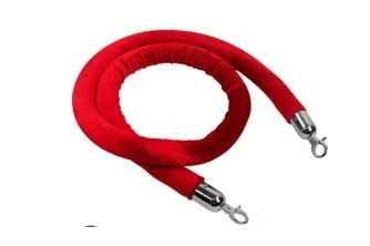 Velvet Rope with - Silver Hook - 1.5 Mtr - Red