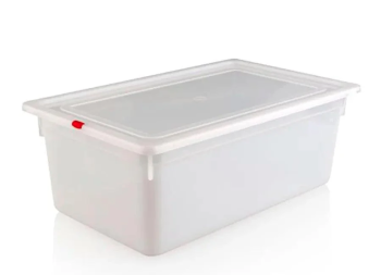 RUBBER PLAST - PP White GN Container 1/1 x 15 Cm Deep with Lid