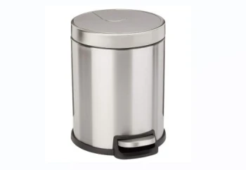 Stainless Steel Garbage Bin - Round - Slow Motion Pedal - 28 x 20 Cm - 5 Ltr