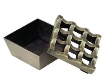 Metal Ashtray - Square - 7.3 x 4.2 Cm - 9 holes