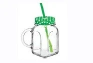 Mojito jar with lid / handle and Straw green - 450cc