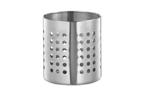 Stainless Cutlery Container Round - H13.5 x D12 Cm