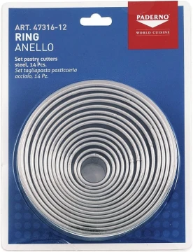PADERNO - Stainless Steel Round Cutter set - 14 Pcs / Set - 12 Cm