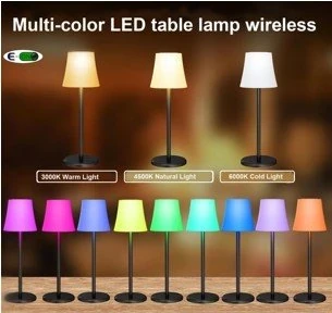 Wireless rechargeable Table lamp with 6 color -21 hours battery backup