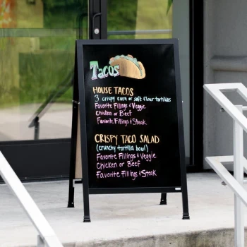 Aarco BA-11 42" x 24" Black Aluminum A-Frame Sign Board with Black Marker Board