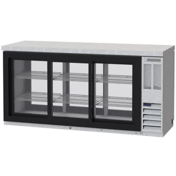 Beverage-Air BB72HC-1-GS-PT-S-27 72" Stainless Steel Counter Height Glass Door Pass Through Back Bar Refrigerator