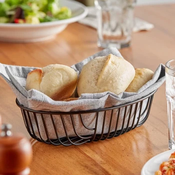 Acopa 9" x 6" Oval Black Wire Basket