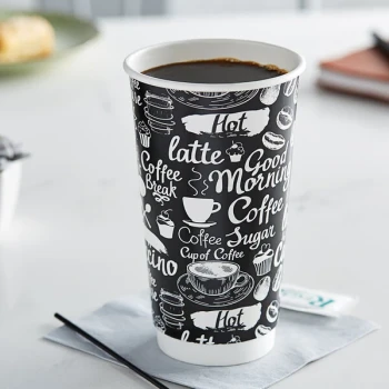 Choice 20 oz. Smooth Double Wall Coffee Break Print Paper Hot Cup - 20/Pack