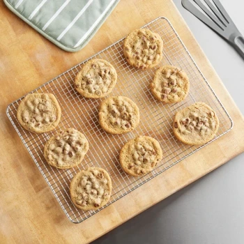 Baker's Lane 11 13/16" x 16 1/4" Stainless Steel Footed Wire Cooling Rack for Half Size Sheet Pan