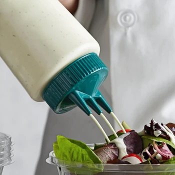 Vollrath 3324-13191 Traex® Color-Mate™ 24 oz. Clear Tri Tip™ Wide Mouth Squeeze Bottle with Vista Green Cap