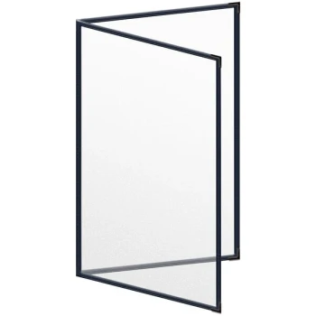 H. Risch, Inc. TED Deluxe Sewn 8 1/2" x 14" Blue 4 View Menu Cover with Black Smooth Corners and Matte Finish