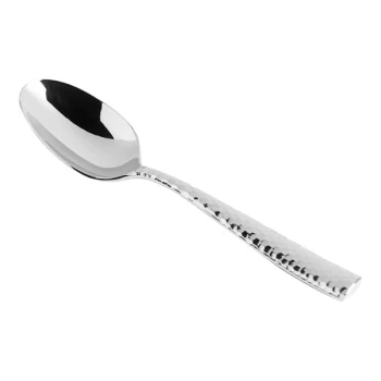 Zwiesel Fortessa Lucca Faceted 7 1/8" 18/10 Stainless Steel Extra Heavy Weight Dessert / Soup Spoon - 12/Case
